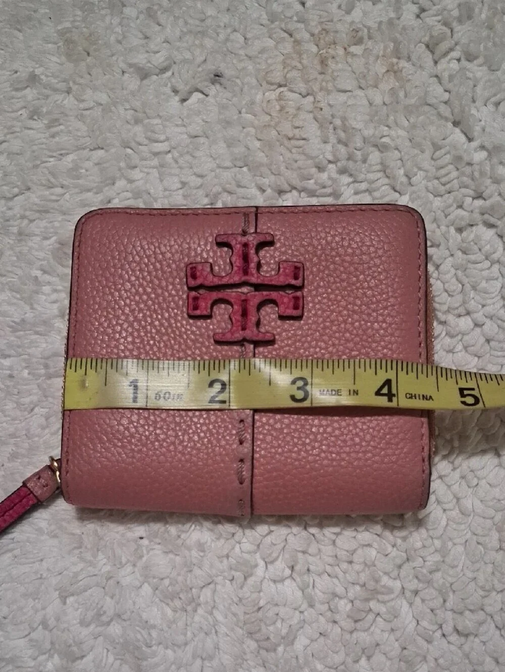 Tory Burch Rose Pink Pebbled Leather Zip Wallet